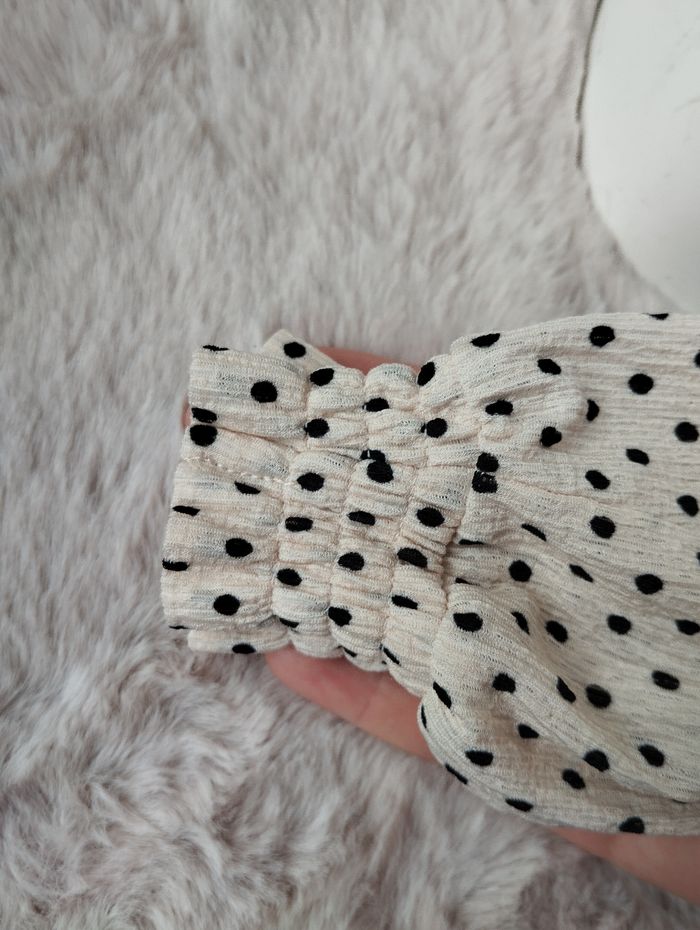 Haut épaules dénudées beige a pois noir Pimkie L - photo numéro 3