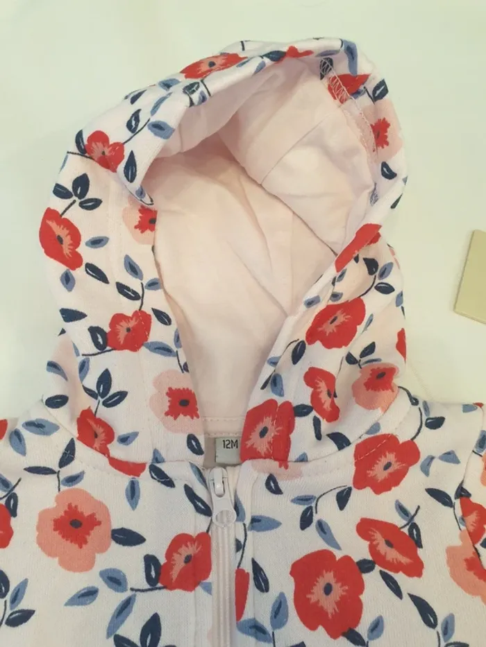 Sweat capuche fleurs 12 mois - photo numéro 2