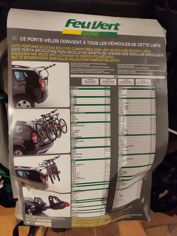 Porte-vélos à sangles S3V pour hayon - 3 vélos - Feu Vert - photo numéro 3