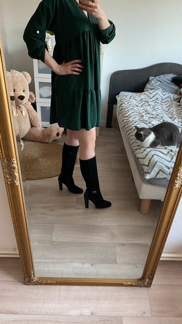 Bottes en cuir daim hautes - photo numéro 4