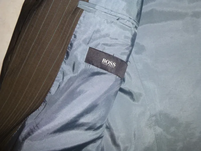 veste droite de costume marron rayé hugo boss taille 50 - photo numéro 3