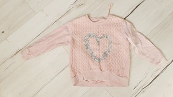Vêtement fille pull rose motif coeur 6 ans