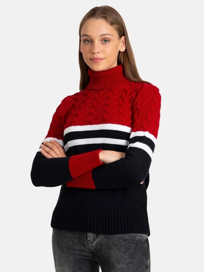 Pull-over JACEY de taille XL  de couleur:rouge-blanc-noir - photo numéro 4