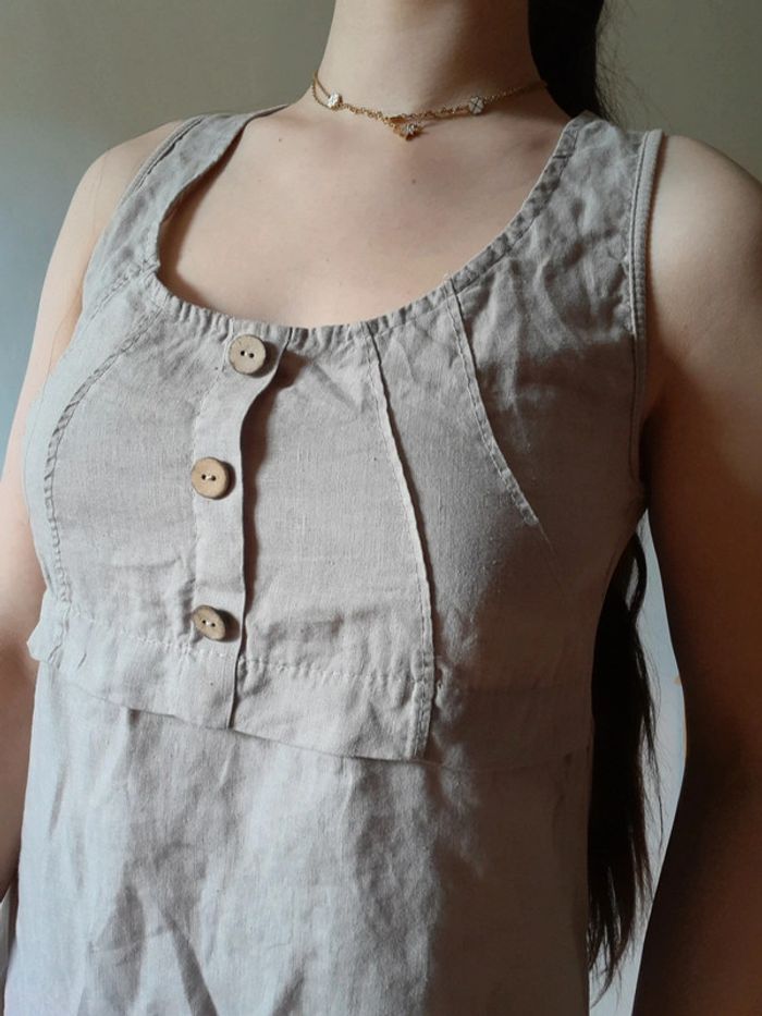 Robe en lin grise Longeur genoux col rond - photo numéro 3