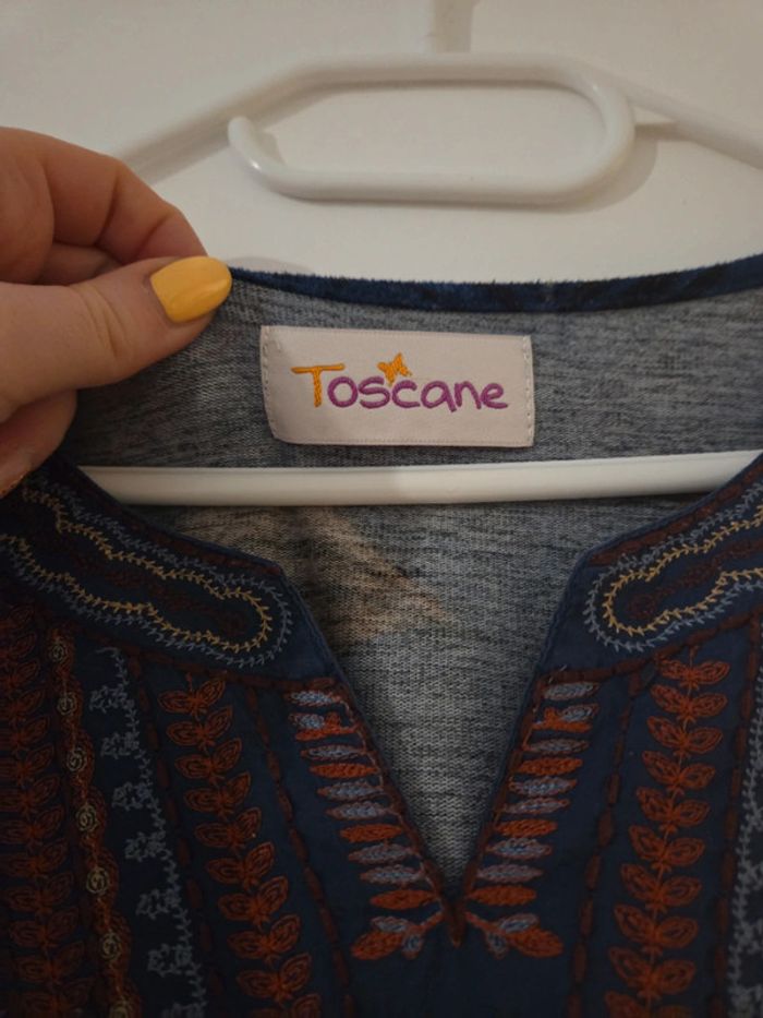Tunique femme grande taille bleu motifs TBE taille 46 Toscane - photo numéro 2