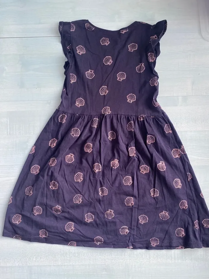 Robe bleu marine coquillage h&m 7/8ans - photo numéro 4