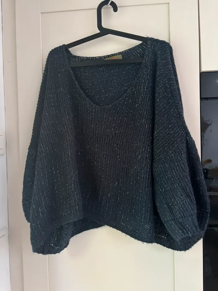 Pull marine pailleté Made in Italy farfalla