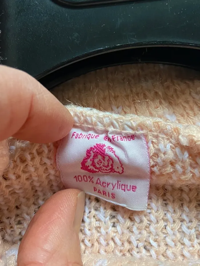 Pull rose abricot clair /blanc - photo numéro 3
