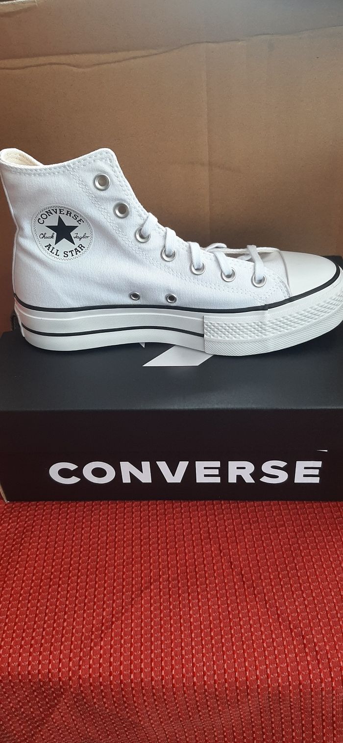 Converse plateforme blanche haute