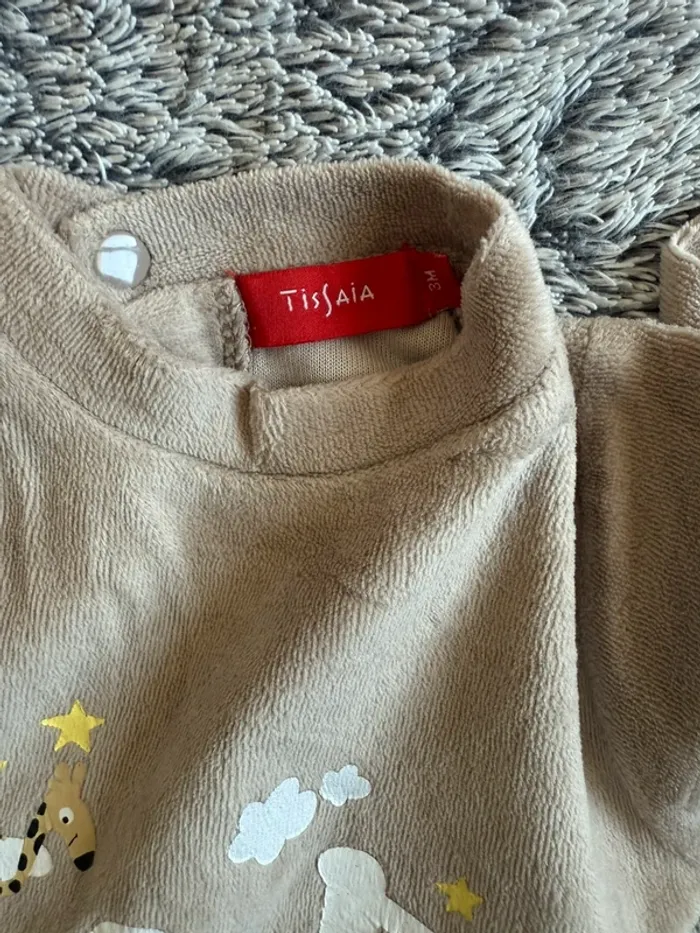 Pyjamas beige Tissaia - 3 mois - photo numéro 3