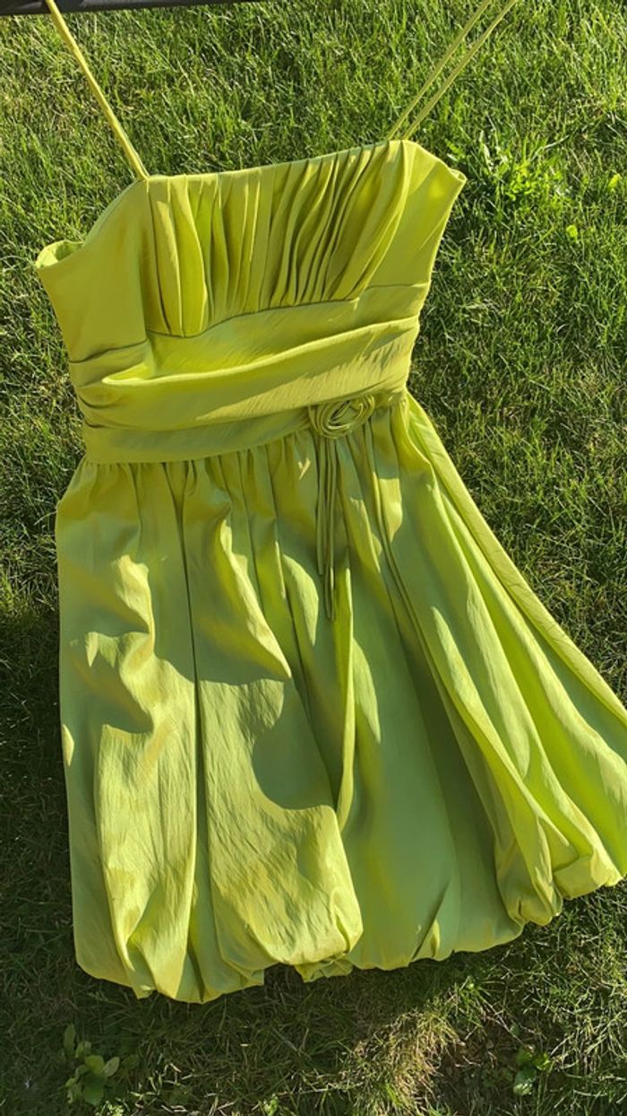 Robe cérémonie vert anis et son étole - photo numéro 5