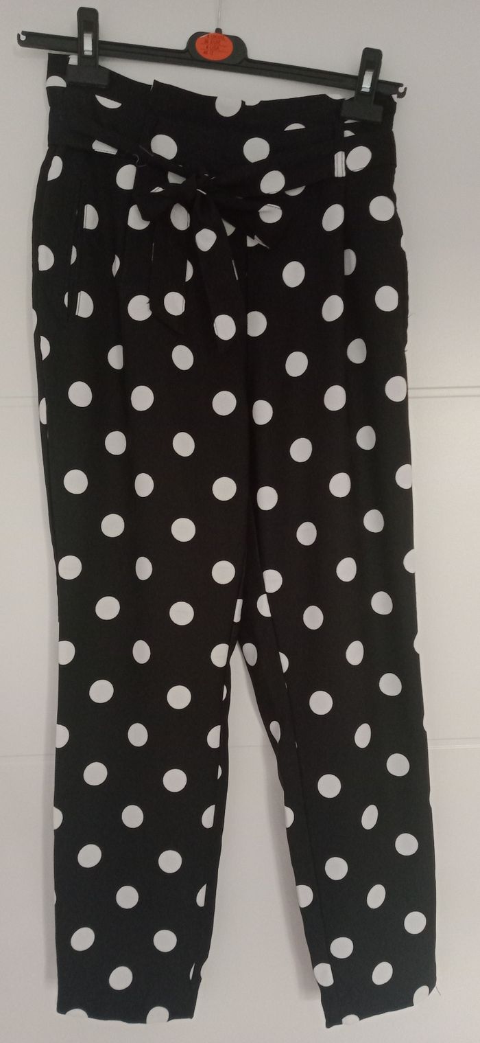 Pantalon droit à pois Stradivarius - photo numéro 3