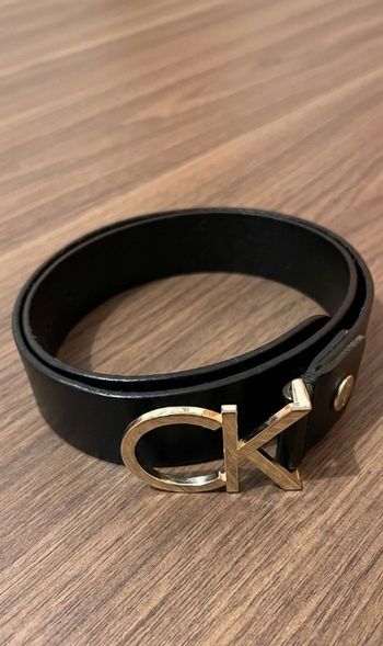 Ceinture CALVIN KLEIN Cuir Noir & Or - Taille 34 (XS)