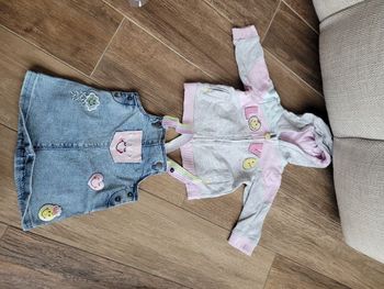 Ensemble salopette jupe et gilet 6 mois