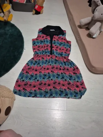 Robe palmier rose et bleu