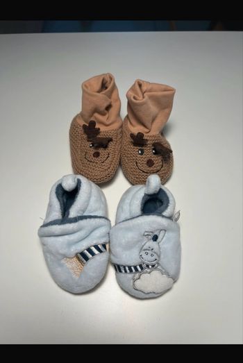 👶 Lot de 2 paires de chaussons bébé garçon – hiver / naissance