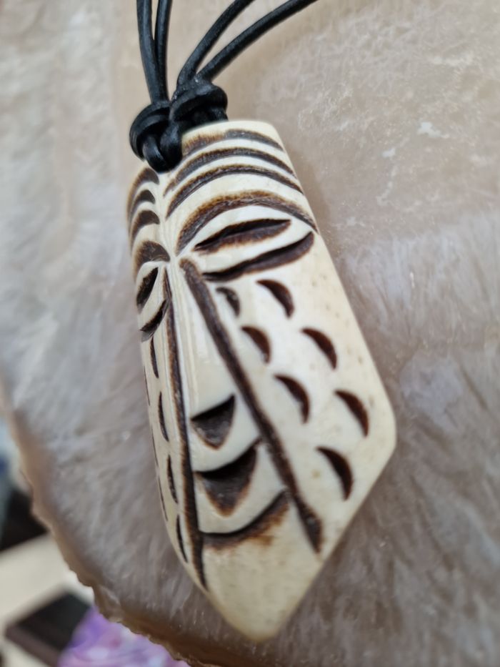 Collier Africain Maori Cuir Noir - photo numéro 5