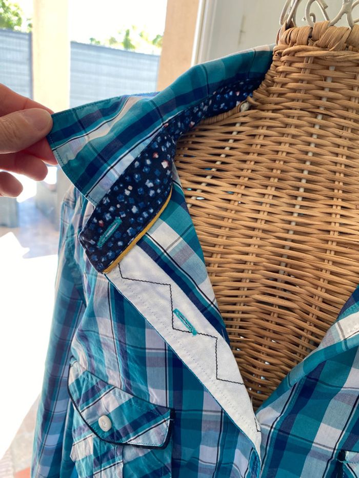 Chemise Serge Blanco à carreaux vert bleu blanc taille M - photo numéro 2