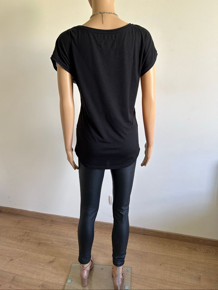 Blouse noire et grise à manches courtes Cache Cache taille 2 bon état - photo numéro 6