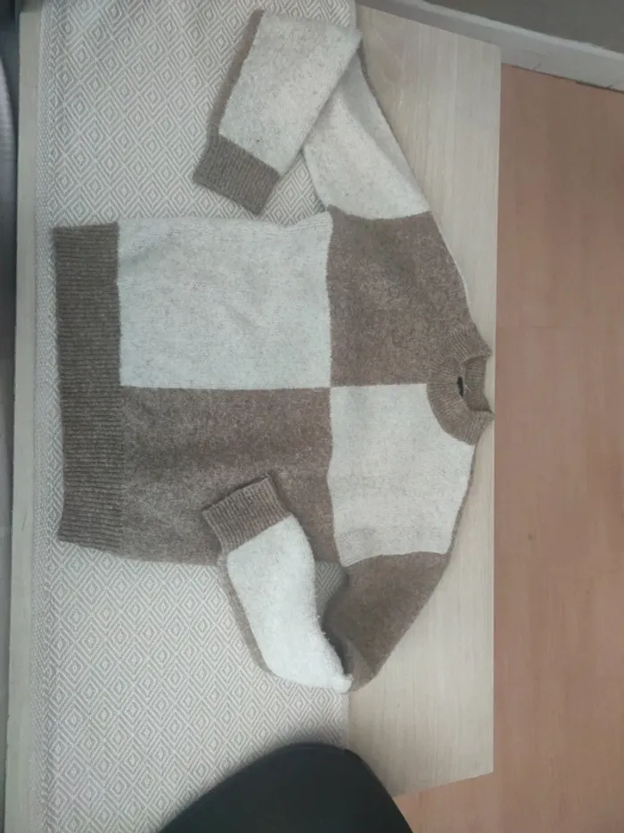 Pull a carreaux beige marron lmtd 12 ans