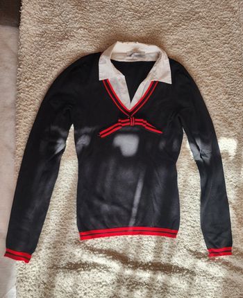Pull col Claudine Morgan noir, rouge et blanc T.34/XS