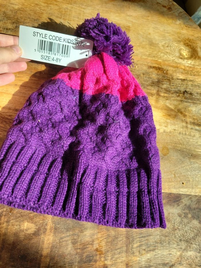 Bonnet doublure 4 et 8 ans violet rose enfant fille - photo numéro 3