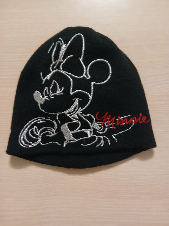 Bonnet fille matiere acrylique tour de tete 57 couleur noir  minnie dore - photo numéro 3