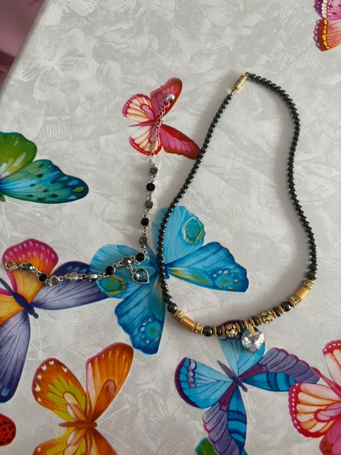 Ensemble collier bracelet pendentif cœur