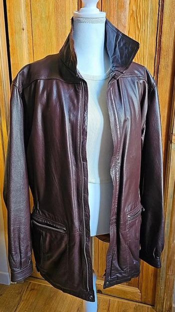 Destockage hiver blouson en cuir vintage polaire amovible