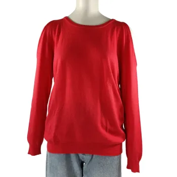 Pull très fin rouge Les Petites Paris col bateau manches longues doux et fluide taille S A1202