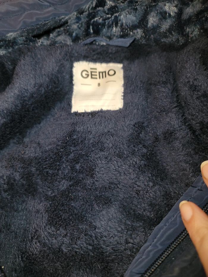 Manteau imperméable fourré intérieur bleu marine 8ans gemo fille tbe - photo numéro 3