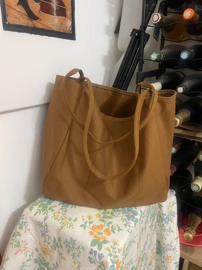 Sac à bandoulière marron décontracté en toile très résistant et de grande capacité - photo numéro 4