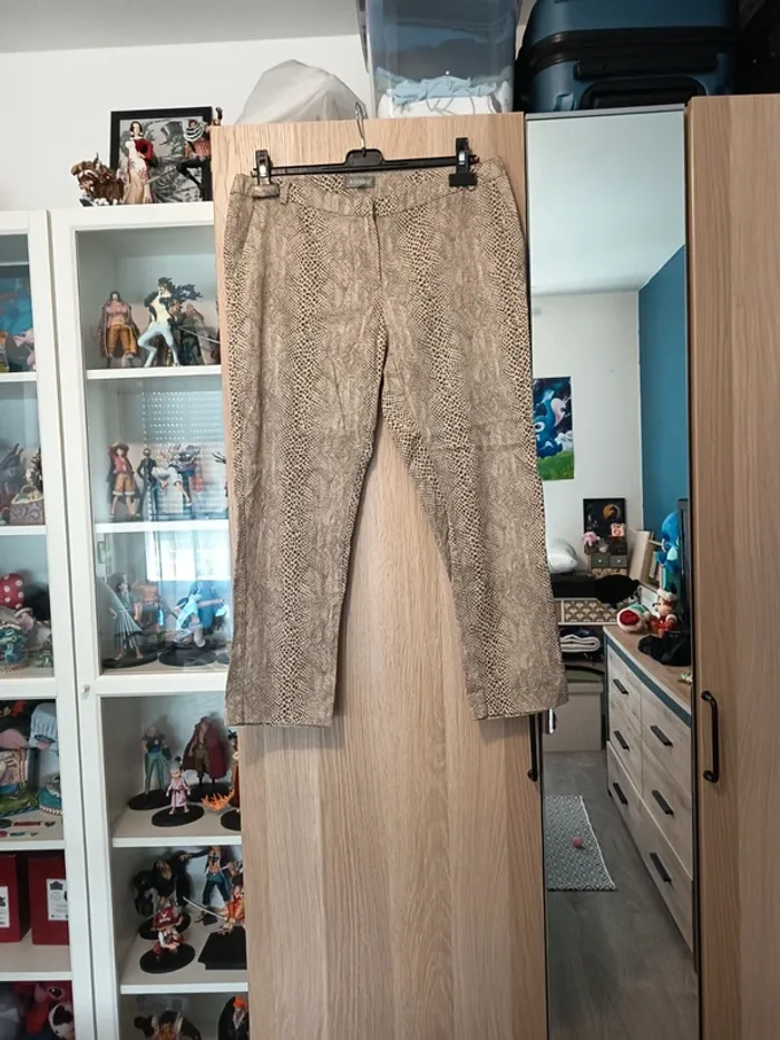 Pantacourts motif serpent beige marron In Extenso - Taille XL 42