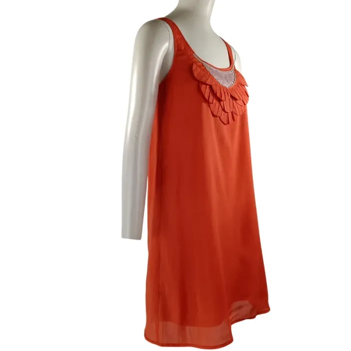 Robe Orange été, avec sequins Robe fluide sans manche - See you soon - Taille S A1121 - photo numéro 2