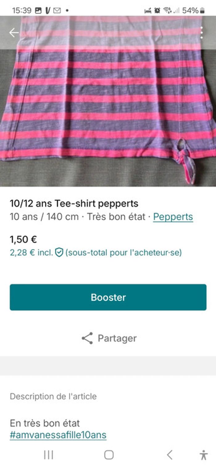 Tee-shirt pepperts 10/12 ans - photo numéro 3