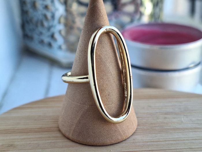 Bague ovale ouverte Doréé , avec un design simple et Minimaliste, Ajustable - photo numéro 2