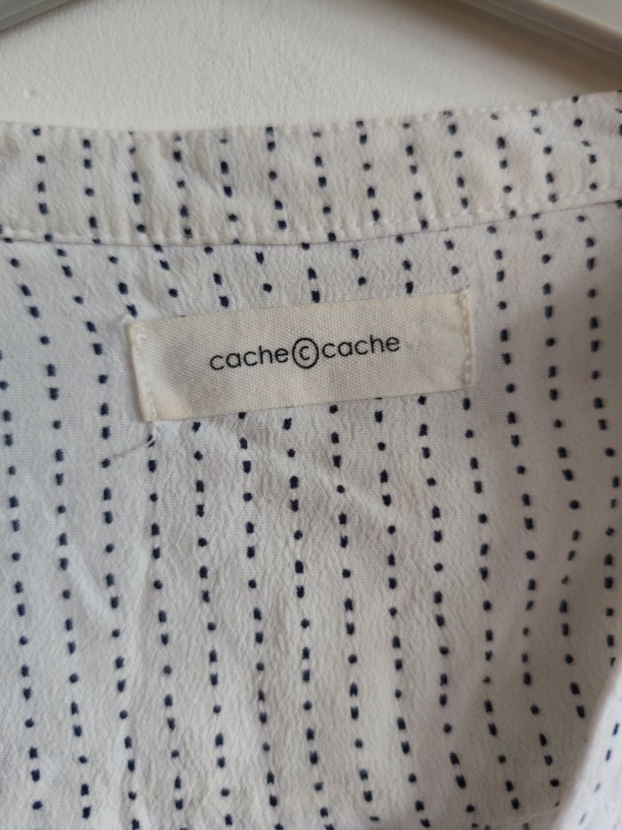 Blouse blanche lacée à pois – Taille L – Cache Cache - photo numéro 2