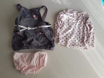 Robe fille 12 mois + t-shirt et culotte surcouche cadeaux