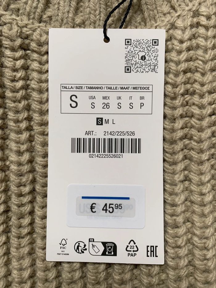 Pull en maille kaki Zara - photo numéro 2