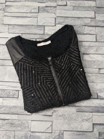 Gilet zippé noir Armand Thiery - Motifs géométriques & Sequins - T1 (36/38)