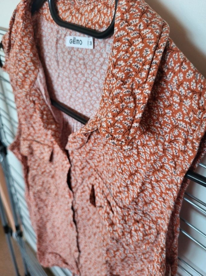 Chemisier marron à motif - photo numéro 2