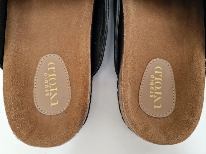 Mules En Cuir Noir Avec Chaines Métal Argenté Ulla Popken Studio Untold - photo numéro 5