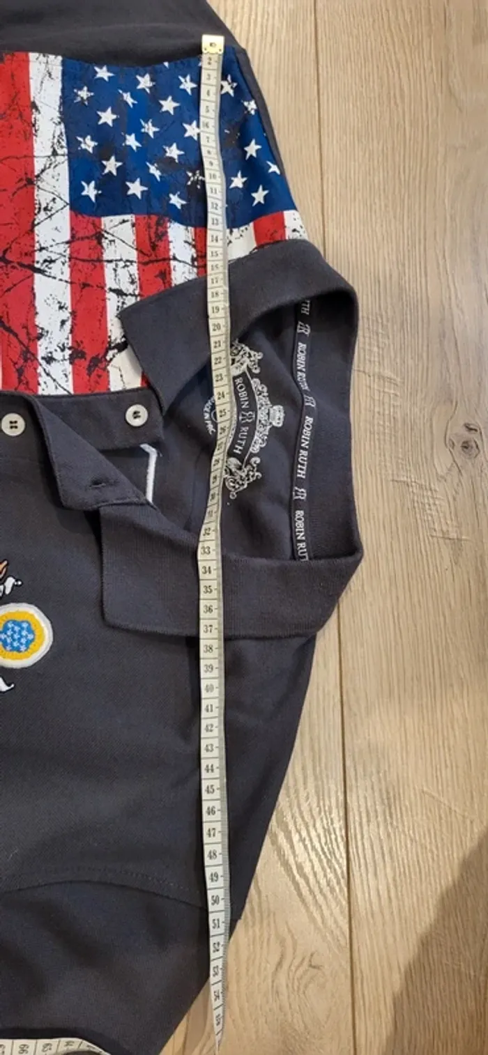 Polo Robin Ruth Washington USA XL brodé drapeau américain vintage - Gris - photo numéro 9