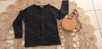 Pull Camaïeu renne noir et gris