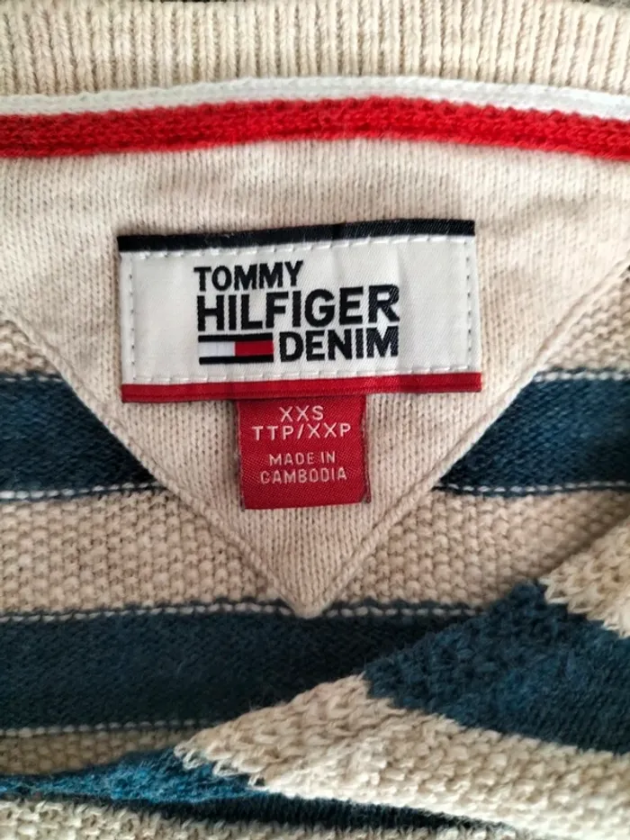 Pull Léger Femmes Col V - Tommy Hilfiger - Denim - Taille XXS - photo numéro 5
