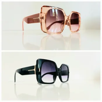 Lot de deux lunettes de soleil femme rectangulaire noire et rose uvprotection catégorie 2 et 3