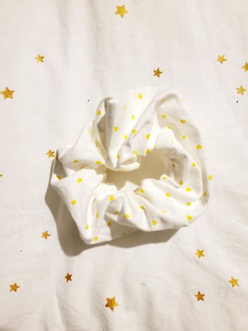 Chouchou / Elastique - Blanc/Point Jaune
