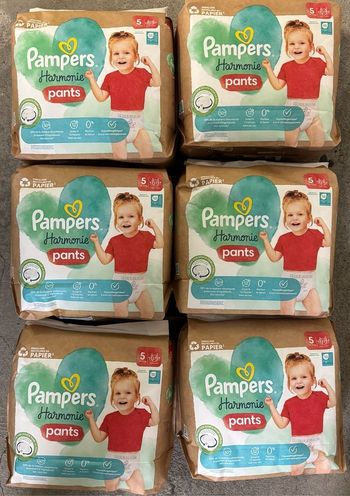 Lot de 6 paquets de couches Pampers Harmonie Pants taille 5 (162 couches)