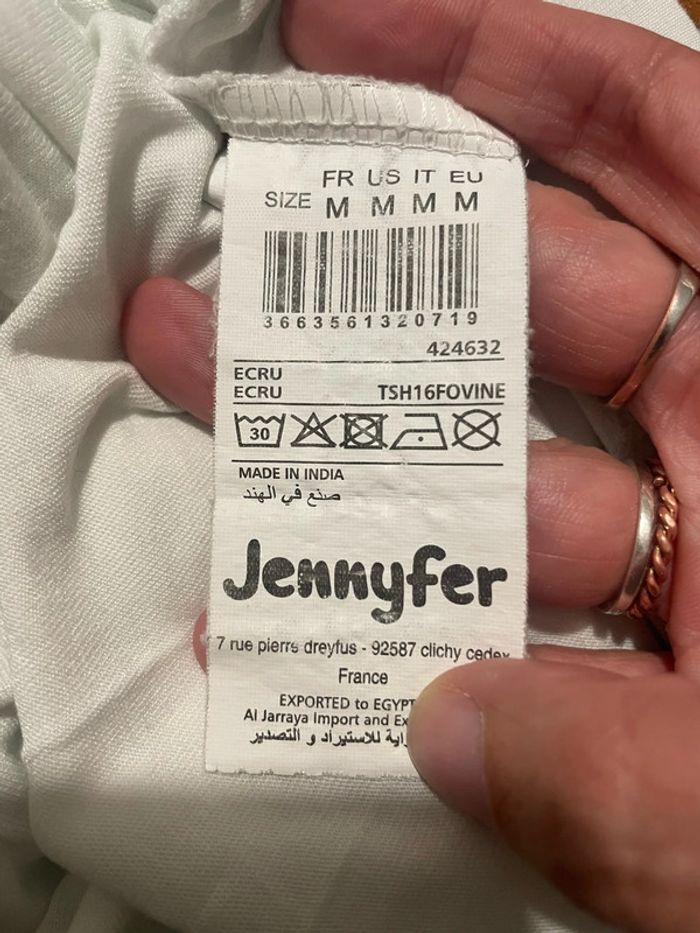 T-shirt manches courtes blanc col montant à dentelle Jennyfer taille M - photo numéro 7