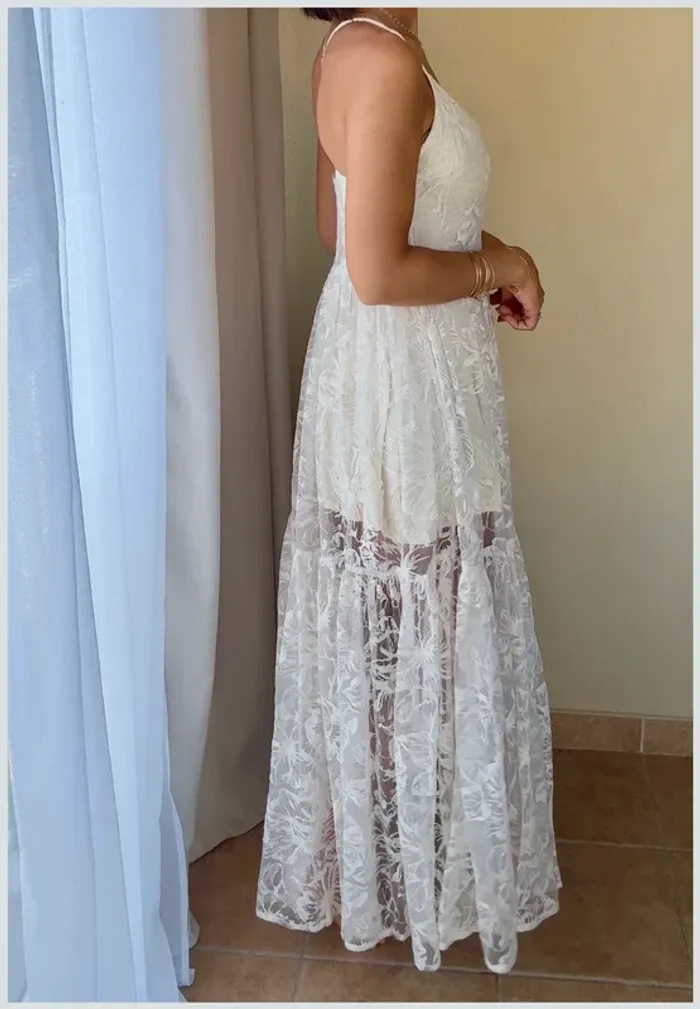 Robe longue Maje en dentelle blanche 36 comme neuve - photo numéro 3